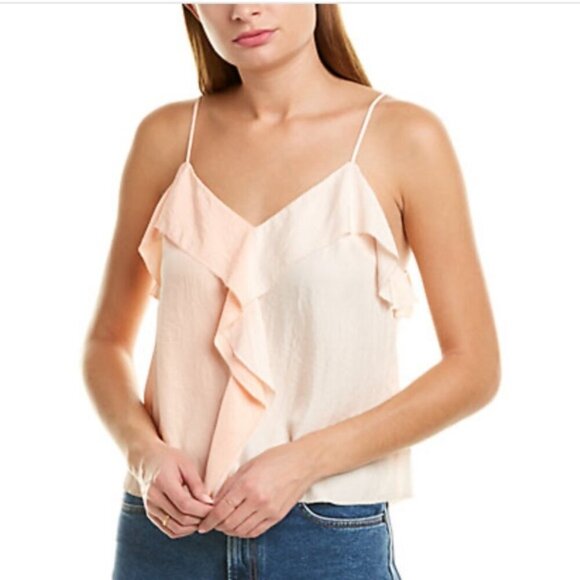 RAG & BONE Two Tone Peach Beige Super Lightweight Spaghetti Strap Crop Top XS - Picture 1 of 6